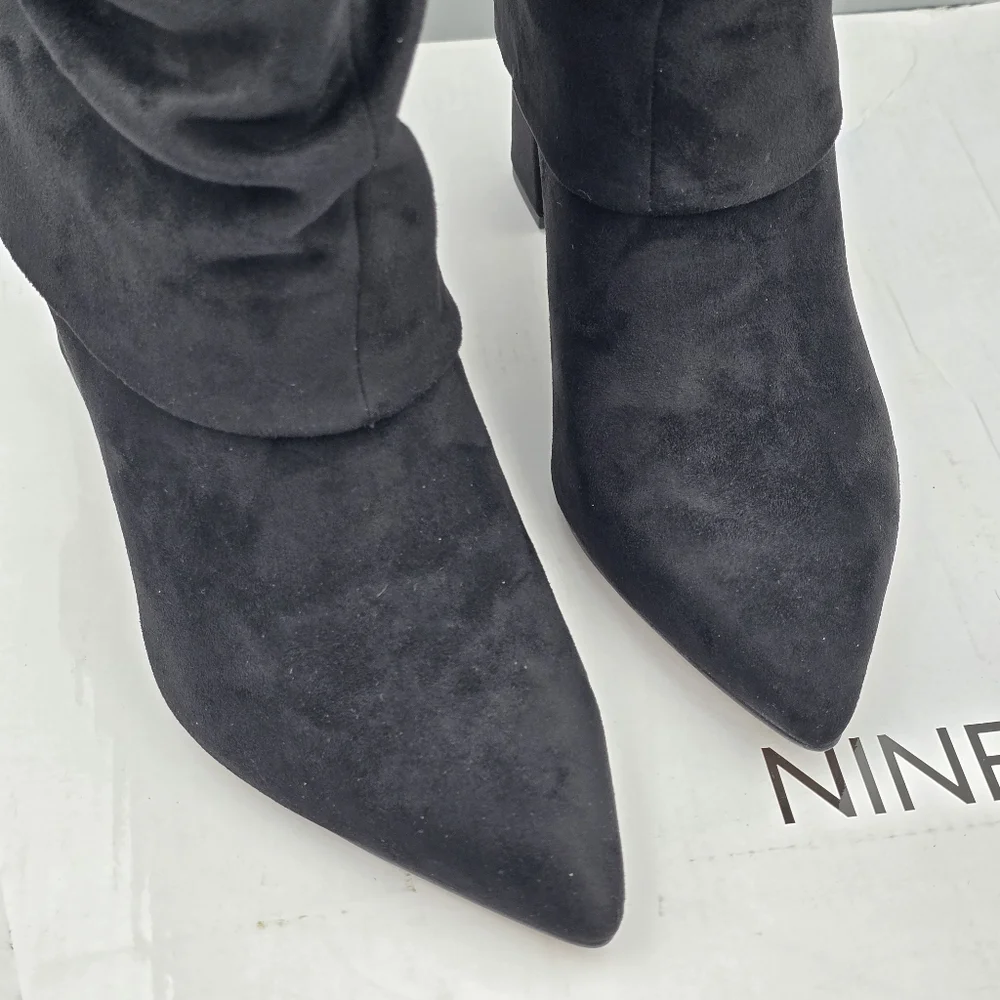 NIB Nine West Francis2 Fold Over Cuff Mid Calf Block Heel Dress Boots, Women's 5 - Picture 3 of 16